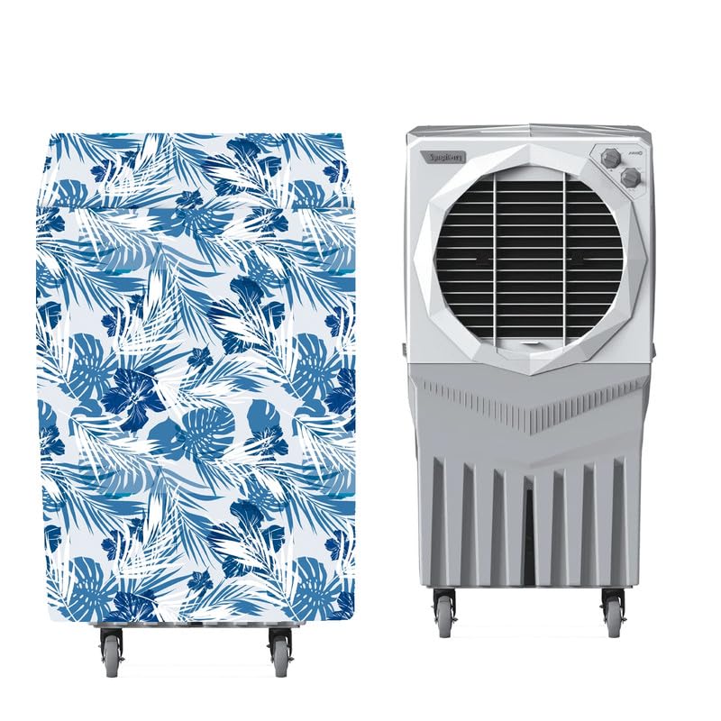Image of Cooler Cover Compatible For Symphony Jumbo 200 Litre Air Cooler Dustproof, Waterproof, Size (HxWxD) 135x72x70 Cm, White Blue.