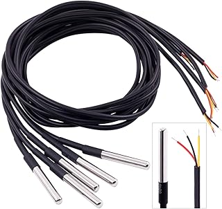 Hilitchi DS18B20 Waterproof Temperature Sensors Digital Temp Probe (Pack of 5pcs)