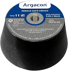 Rebolo Copo Cônico Grão 60 Argacon Para Acabamento Porcelanato Mármore e Granito