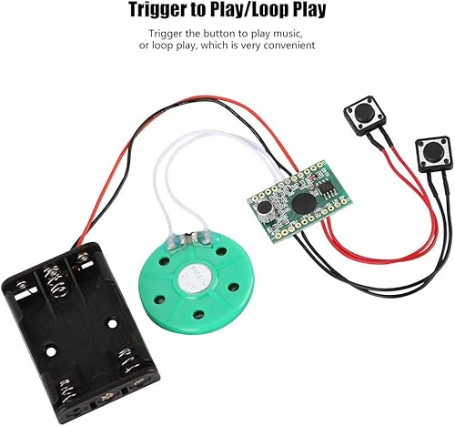 Miniatura 4 de Módulo de tarjeta de felicitación, módulo de tarjeta de felicitación de voz DIY de 60 segundos, módulo de chip de reproductor de grabación de voz de