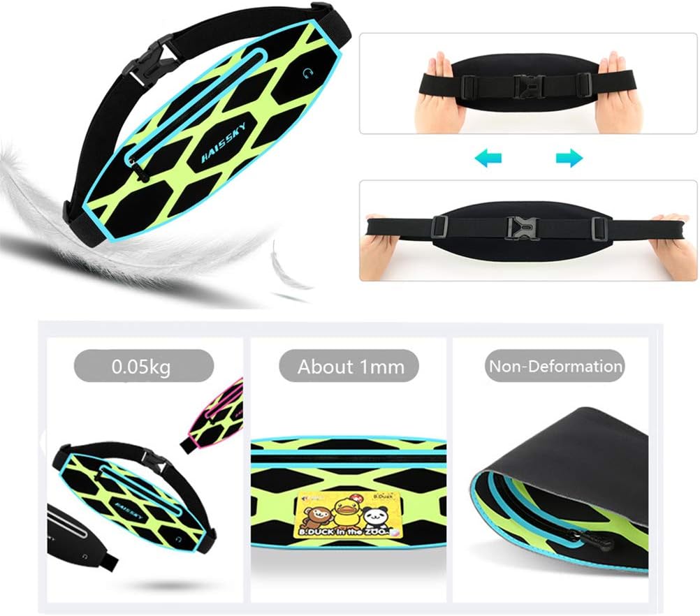 HAISSKY SPORTS Running Belt Waist Pack - Water Resistant Runners Belt Fanny Pack for Hiking Fitness Outdoor – Adjustable Running Pouch for All Kinds of Phones iPhone Android