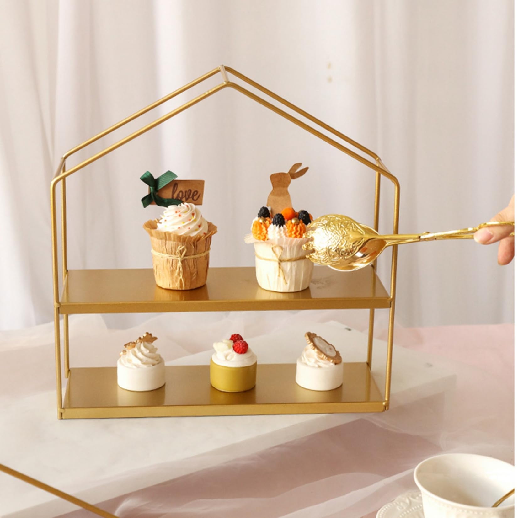 Amazon｜ケーキディスプレイスタンド 金属 デザートラック コンパクト