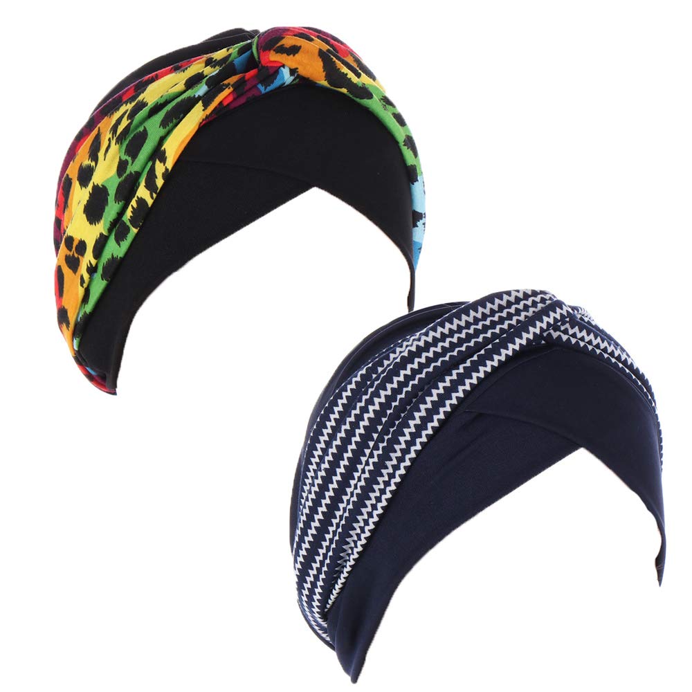 Jdyaoying Women's A 2Pcs Turban Muslim Hijab Cancer Chemo Beanie Head Wrap Scarfs For
