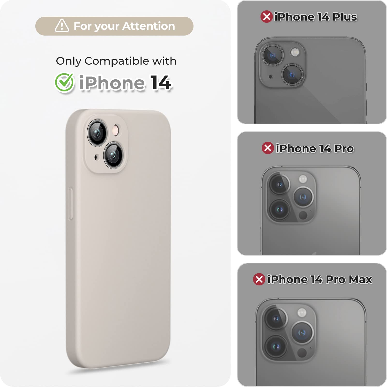 GOODVISH 3 in 1 Cover in Silicone per iPhone 14 6,1'' (2022), con 2 Pezzi di Pellicola Protettiva, Custodia per Cellulare Ultra Sottile Antiurto Resistente Protezione Fotocamera, Grigio Roccia