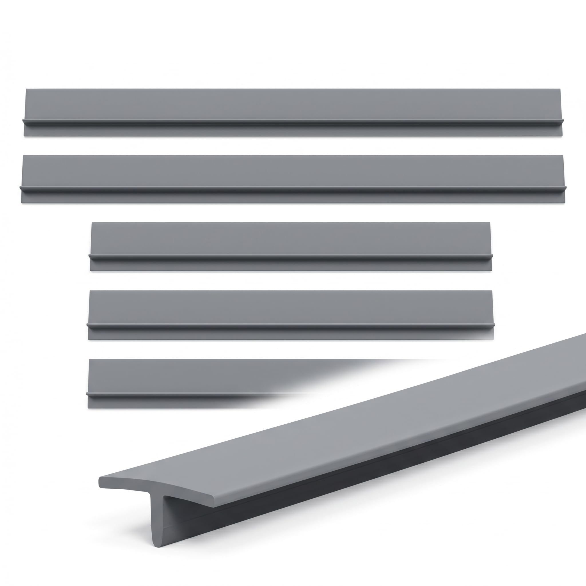 Milmast Silicone Stove Gap Covers, 5-Pack (4 + 1 Bonus Spare), 2 Sizes: 53cm & 63cm, Heat Resistant Kitchen Cooker Gap Filler Strip, BPA-Free Oven Worktop Counter Gap Cover, Grey