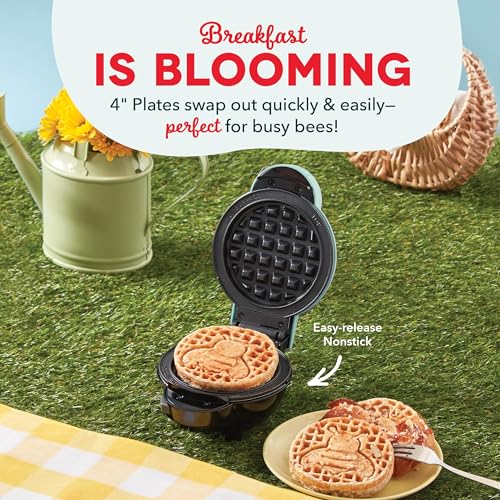 Image of Dash MultiMaker Mini System Removable Plate Set - Nonstick Replacement Plates for Spring Waffle Breakfast - Waffle Maker Not Included - 4-Inch - Two-Pack - Sunflower & Bee