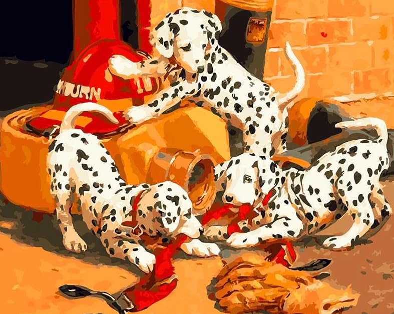 500 Piece Jigsaw Puzzles for Adults,Firefighting Dalmatian Puppies Wooden Jigsaw Puzzle Challenging Educational Fun Family Activities Games Toys Gifts