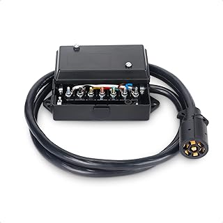 Cable Matters 7-Way Trailer Wire Harness 6ft with Junction Box for Trailer in Black - Inline Trailer Cord with 7-Gang Junction Box and 6 Feet Trailer Plug