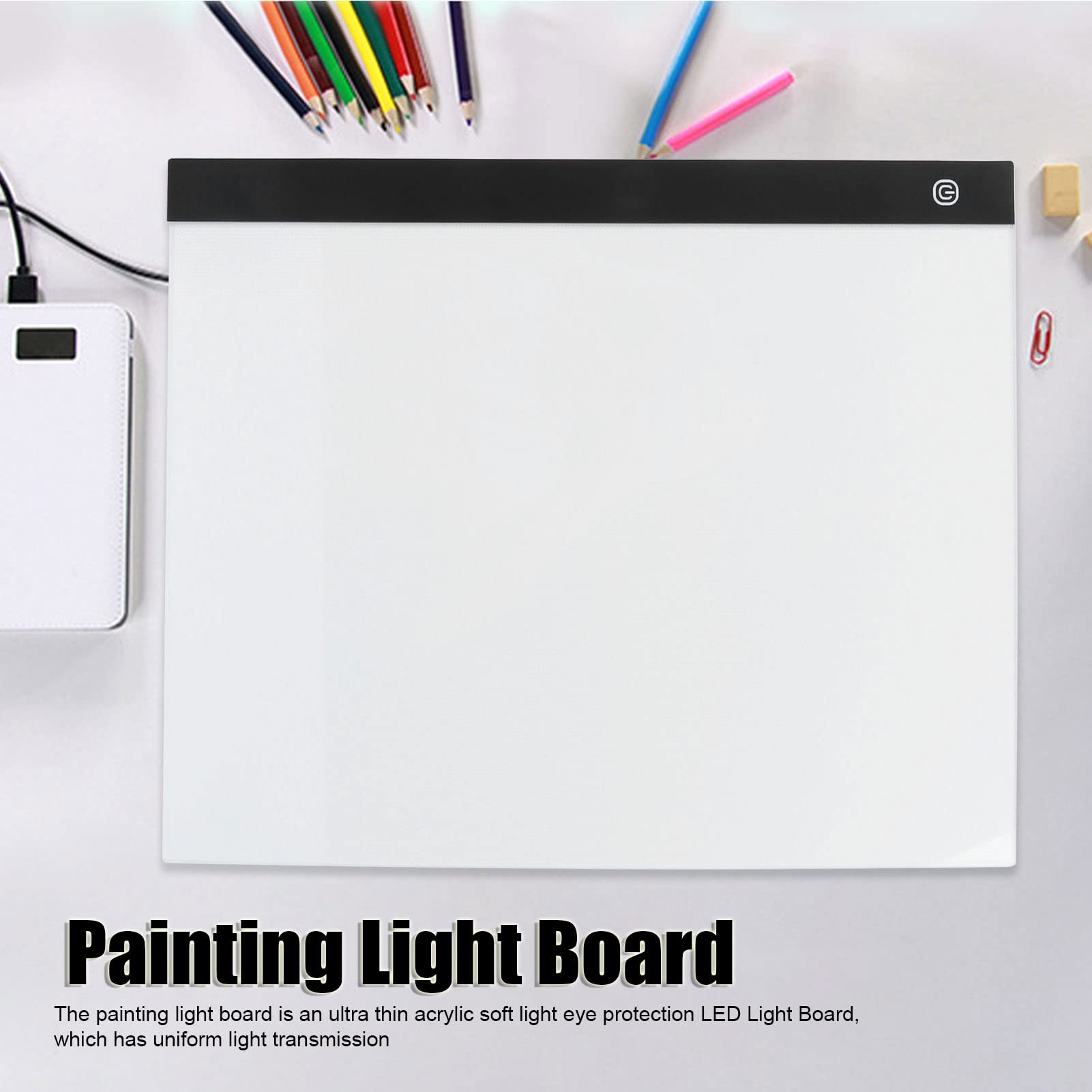 Tablero de Luz para Calco, Panel de Dibujo Tablero de Luz de Dibujo Acrílico LED Tablero de Luz de Pintura A3 Atenuación Continua Cable USB Protección para los Ojos Tablero de
