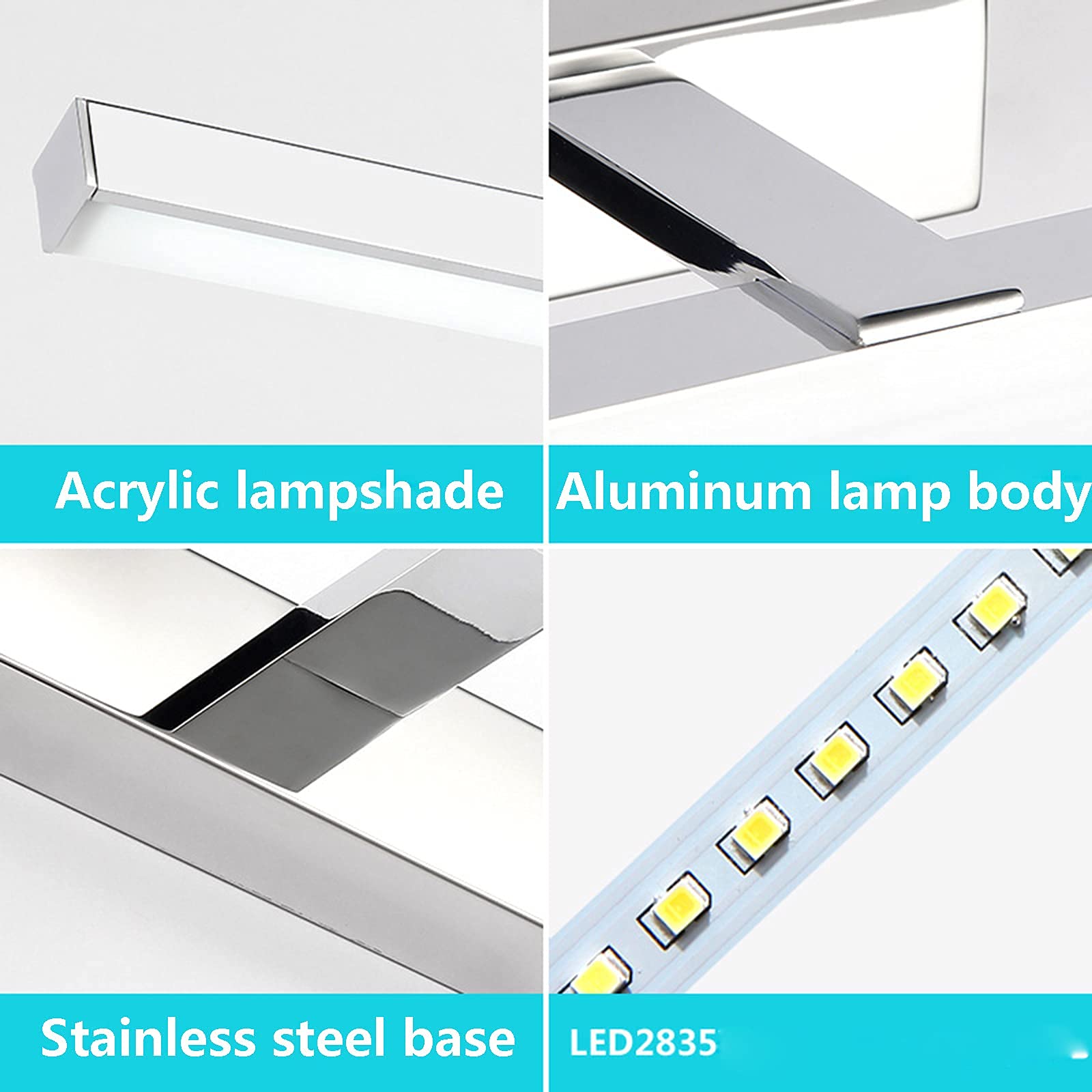 Luz Led Espejo Baño Creatividad Luz de Pared de Aluminio Impermeable Anti Niebla Maquillaje Luz Espejo Lámpara de Gabinete/40Cm9W