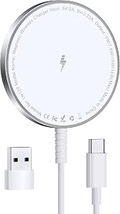 Mag-Safe Ladegerät für iPhone Ladestation: Magnet Wireless Charger Induktive Kabelloses Ladepad Kompatibel mit iPhone 17 Air 16e 16 15 14 13 12 und für Air-Pods 4 3 2 Pro (Ohne Netzteil, 1 Stück)