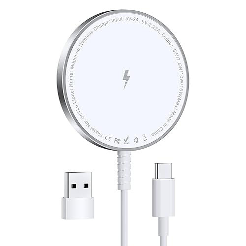 Mag-Safe Ladegerät für iPhone Ladestation: Magnet Wireless Charger Induktive Kabelloses Ladepad Kompatibel mit iPhone 17 Air 16e 16 15 14 13 12 und für Air-Pods 4 3 2 Pro (Ohne Netzteil, 1 Stück)