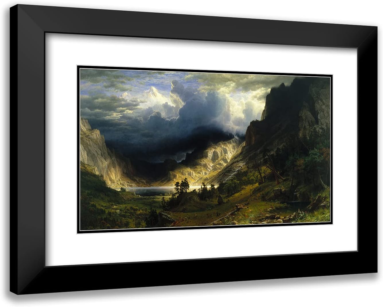 ArtDirect Albert Bierstadt 24x16 Black Modern Frame and Double Matted Museum Art Print Titled - A Storm in the Rocky Mountains, Mt. Rosalie