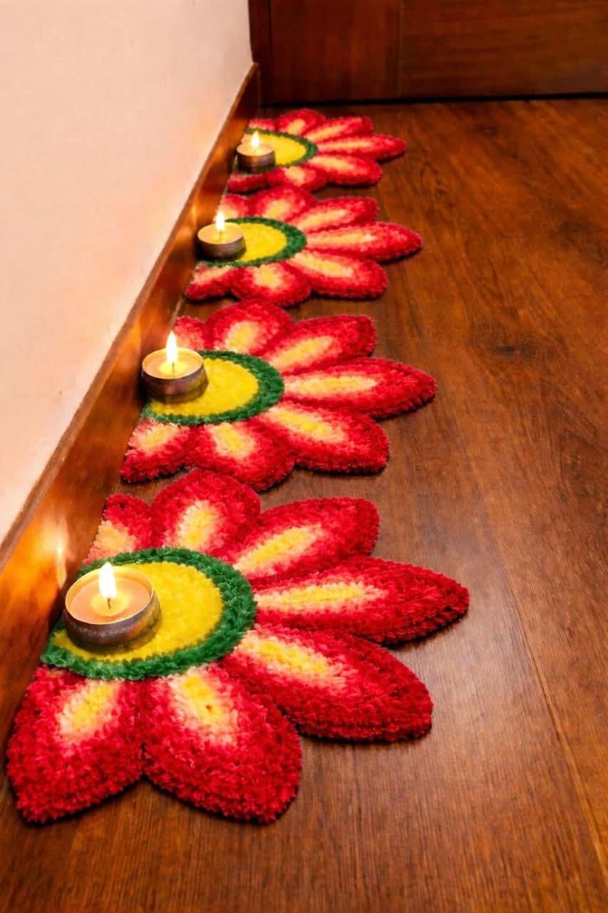 Woolen Fur Rangoli Mats - Diwali Decor -7 Woolen Fur Rangoli Mats - Diwali Decor -7