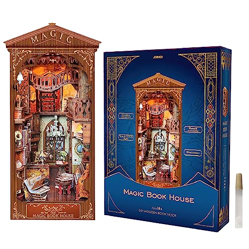 Losbenco Book Nook Kit, Diy Dollhouse Booknook Bookshelf Insert Decor Alley, Diy Book Nook Miniature Kit With Lights, 3D Wooden Puzzle Decorative Bookend Miniature Model Kits For Kids/Adults #TOP14