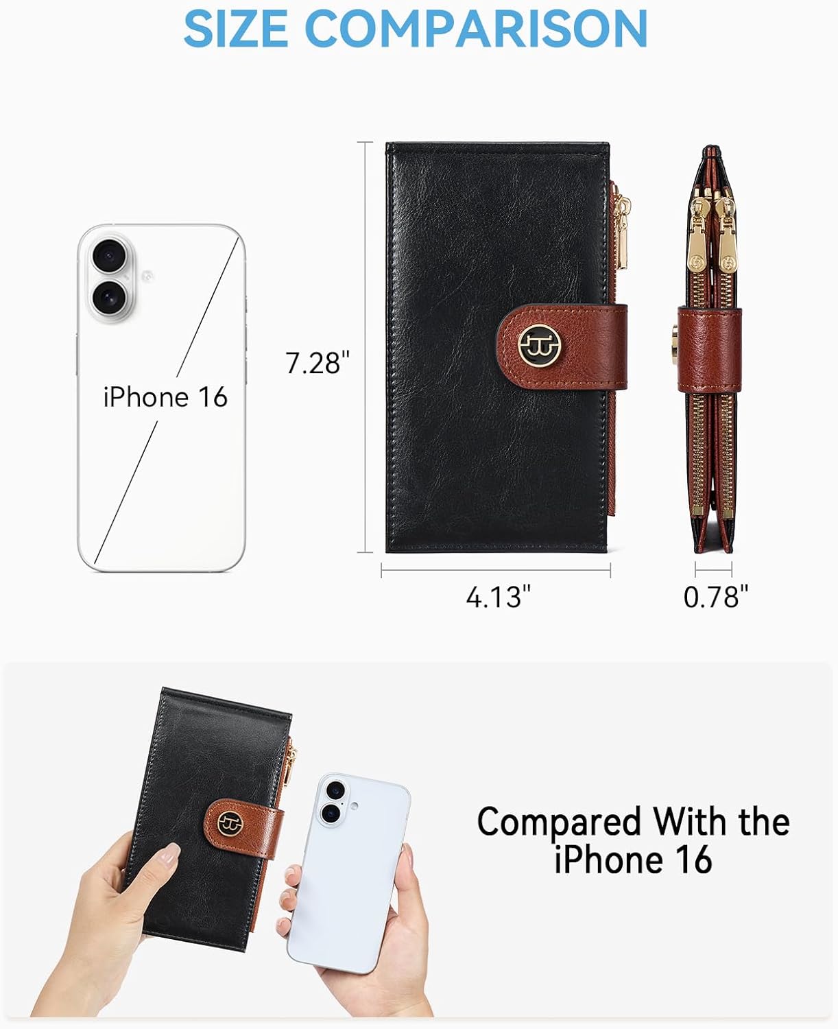 BOSTANTEN Leather Wallets for Women Large RFID Blocking Slim Bifold Purse Card Holder with Zipper Pocket | RFID Blocking, Slim, Purse, Card Holder, with Zipper Pocket, RFID Blocking - Image 2