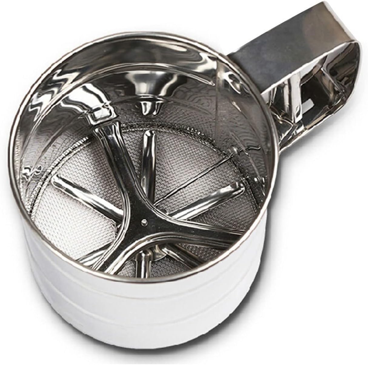,Mold Stainless Steel Mesh Flour Sifter Mechanical Baking Icing Sugar Shaker Sieve Cup Shape Bakeware Baking Pastry Tools