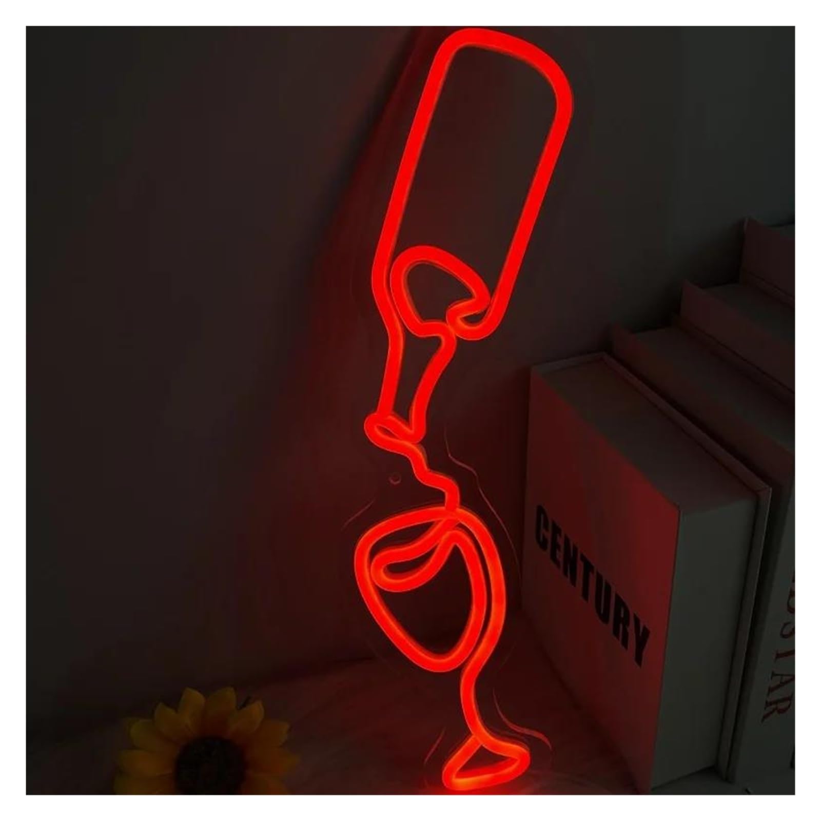 LEMST Sign Lamp Pour Red Wine Neon, Suitable for Restaurants, Bars, Kitchens, USB Powered, Dimmable Switch 40x20cm