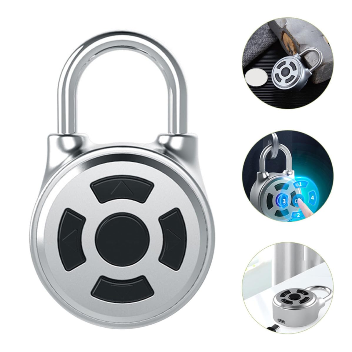 Lucchetto Combinazione Argento in Acciaio Inox e Lega di Zinco | Wireless Unlocking, Alta Durezza e Resistente All'usura, Antiossidazione