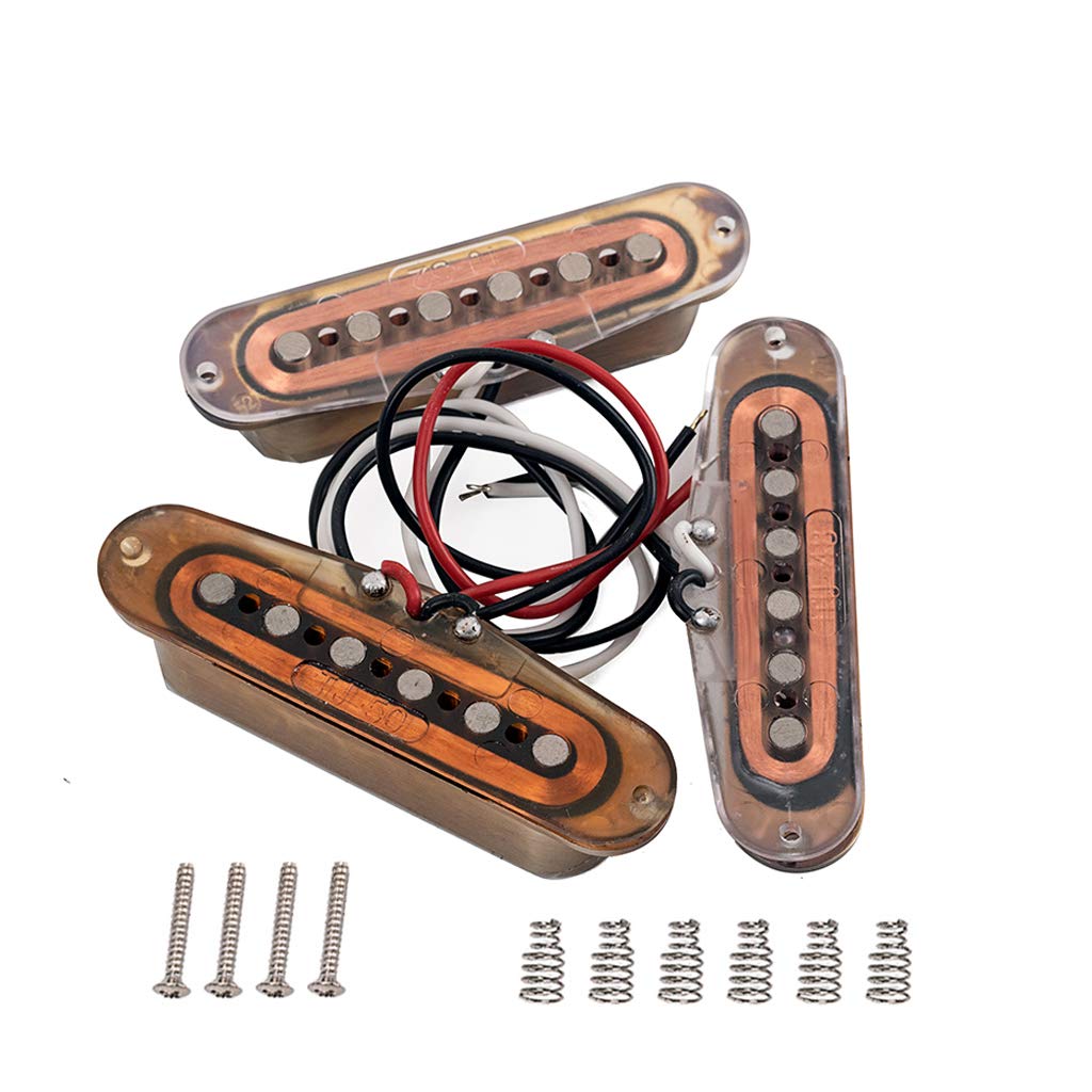 Alnicov - Pickup per chitarra, set di pickup a bobina singola, configurazione single coil SSS, accessori per chitarra in stile strato, colore bronzo