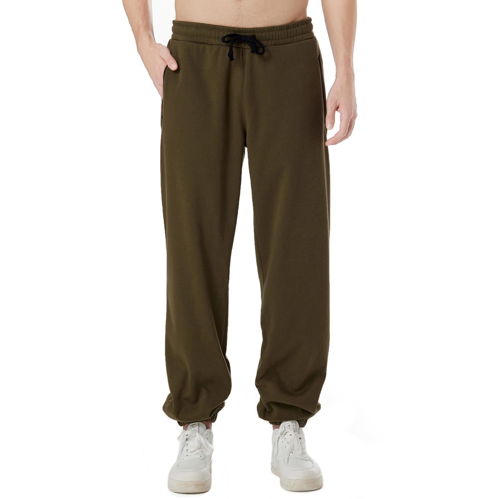 ineepor Pantaloni Tuta Uomo Invernali Pantaloni Termici Sportivi Uomo Felpata Pile Foderato Sherpa Joggers Pantaloni Larghi Baggy Cerniera Tasche Laterali