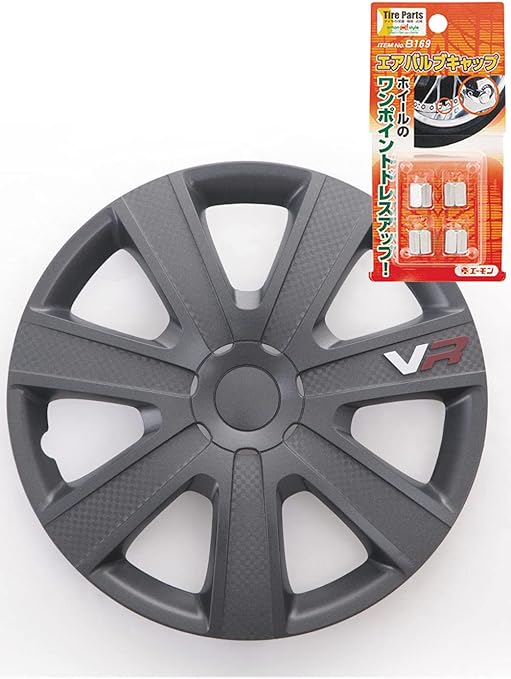 Amazon Xtreme ホイールキャップ 16インチ タイヤ ホイール 交換 エアバルブキャップ付 汎用品 カーボングレー カータイヤ ホイール 車 バイク