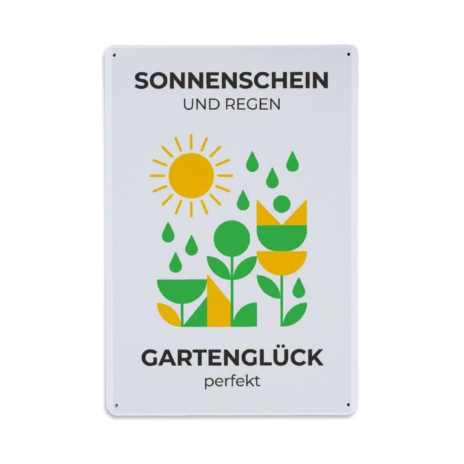 Vintage Funny Garden Sunshine Rain Rustic Gate Lush Metal Tin Sign