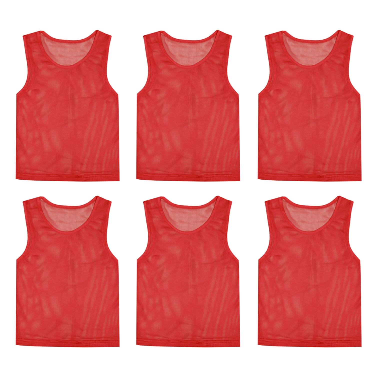 6 Pack Pinnies Team Practice Vests for Child Youth Teen Adult, Mesh Scrimmage Jersey for Soccer Football Basketball