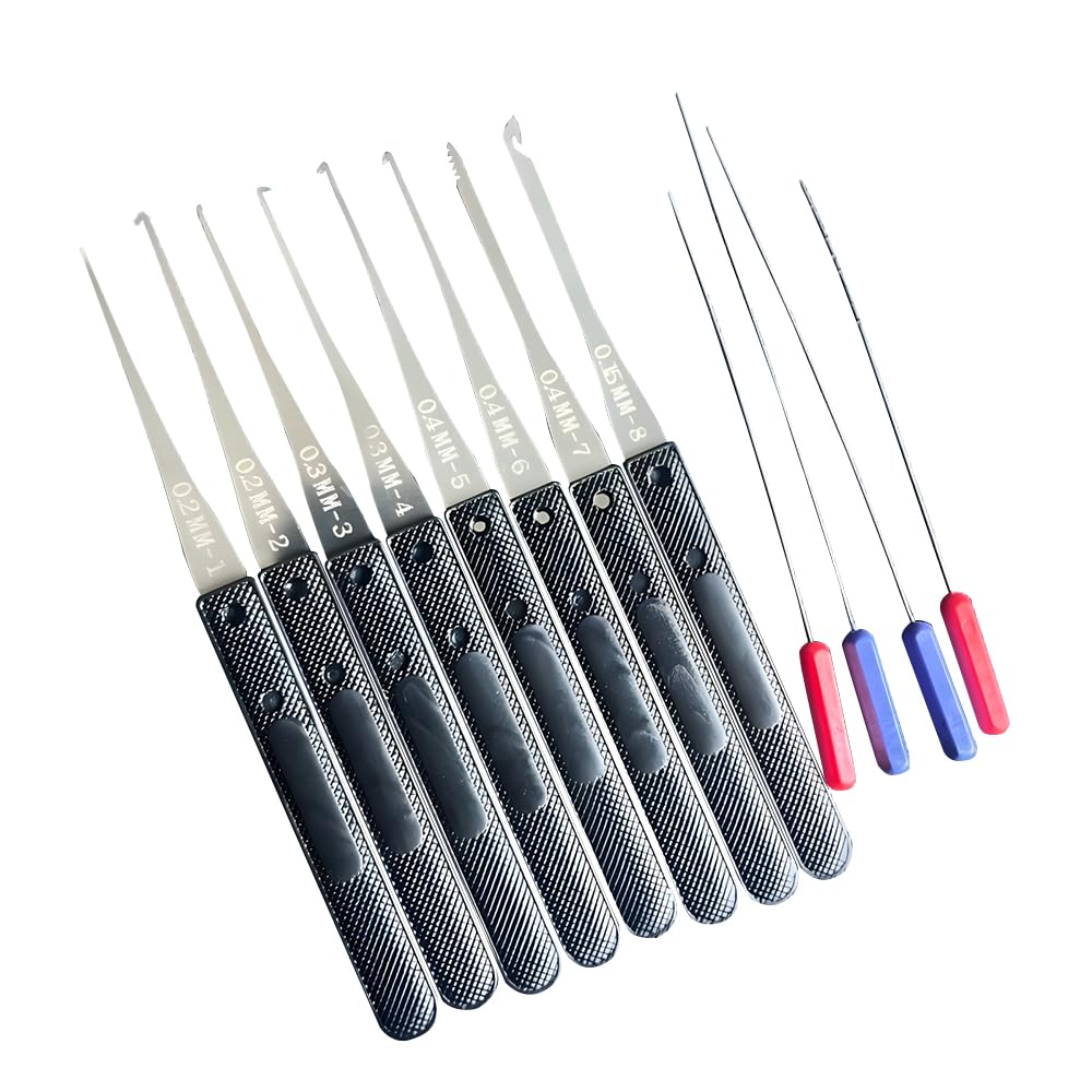 Snmygs 12Pcs Lock Pick Set Extractor Kit, Key Removal Tool, For Spring Steel Construction Car Auto Home Lock Repair Designed Keyhole Maintenance And Emergency Situations (0.2-0.4Mm)