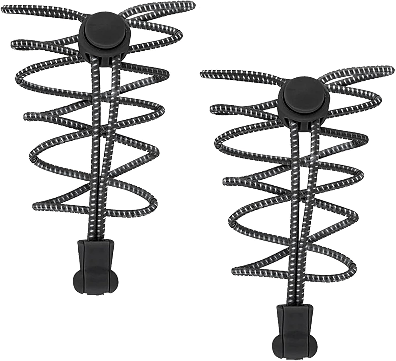 2 Pairs No Tie Elastic Shoelaces, 100cm Elastic Lock Boot Laces Black Long Shoelaces