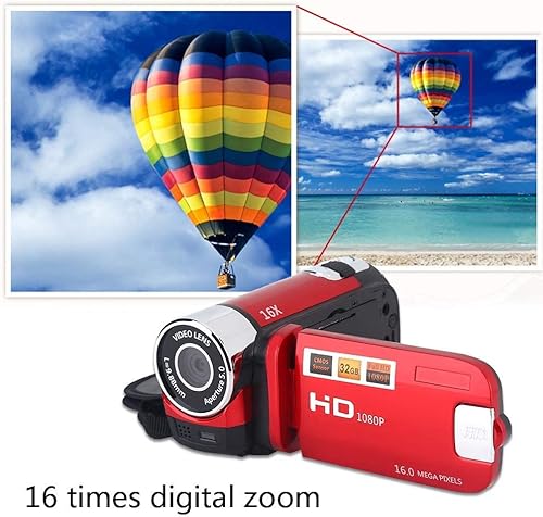 Miniatura 2 de Socobeta Videocámara DV Cámara de video Full HD 270 rotación 1080P 16X videocámara digital de alta definición Cámara digital de EE. UU. Rojo