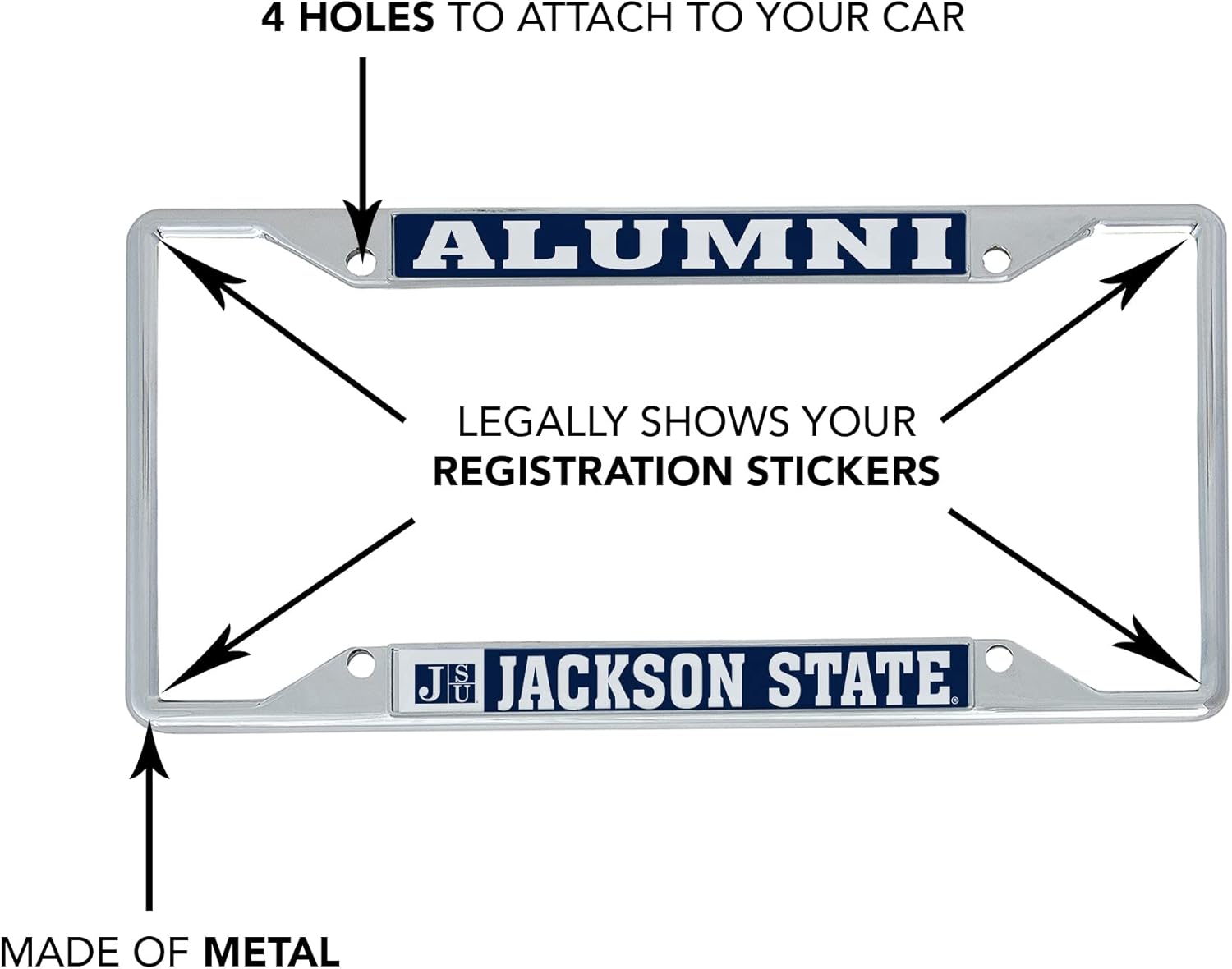 Desert Cactus Jackson State University Car Accessories Metal License Plate Frame for Front or Rear of Car (Alumni 2 Pack)