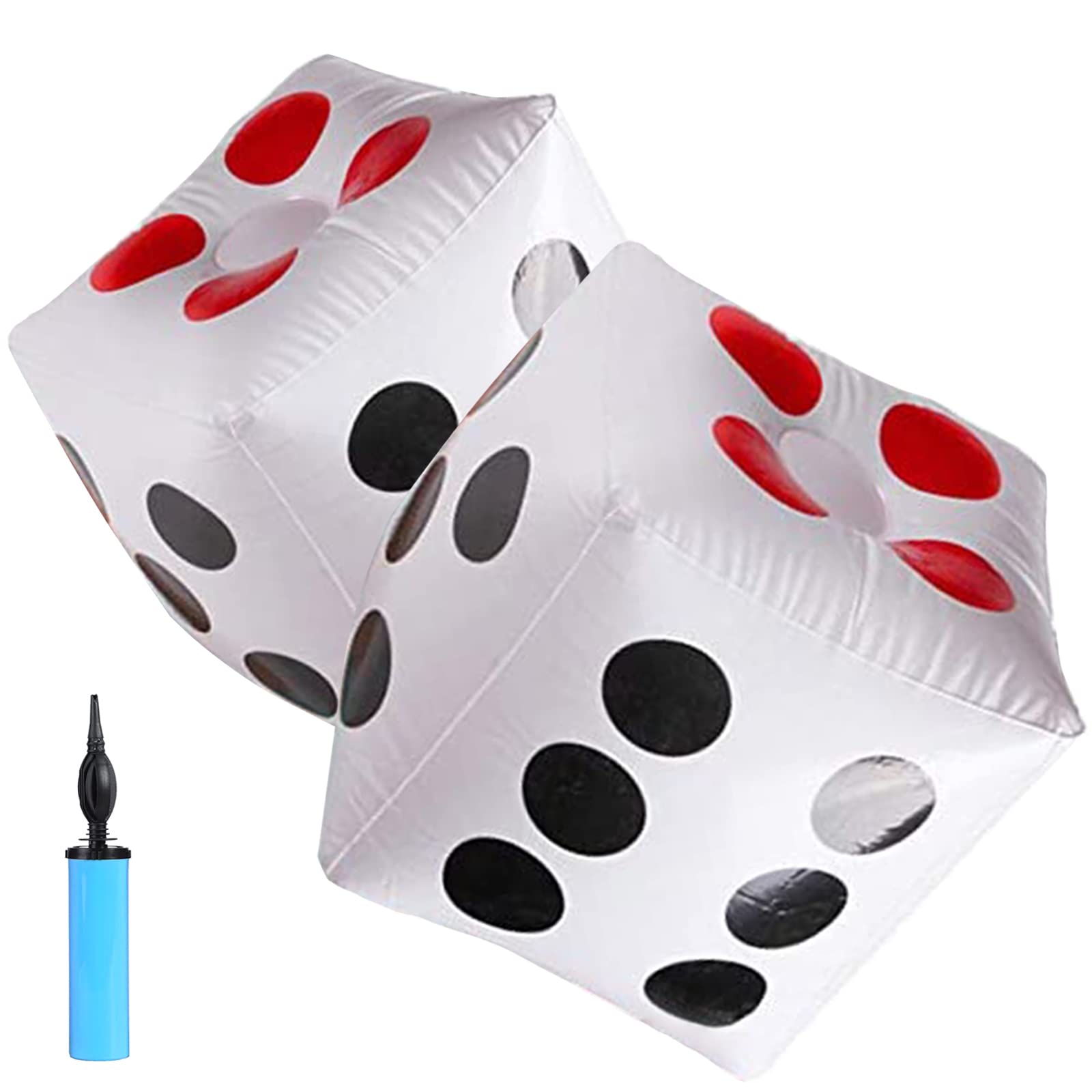 13" Jumbo Inflatable Dice, 2pack Outdoor Fun Giant Inflatable Dice and Inflator Set for Indoor and Outdoor Broad Game,Lawn Game,Pool Toy, Ludo and Pool Party
