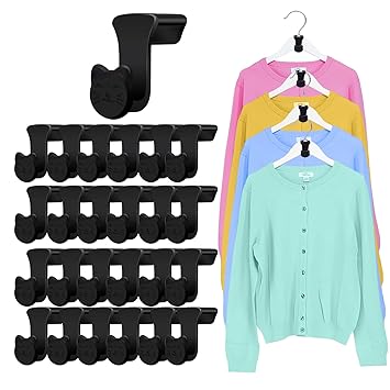 25PCS Closet Hanger Connector Hooks Hangers Space Hooks Space Saving Hanger Organizer for Clothes (Black Heart)