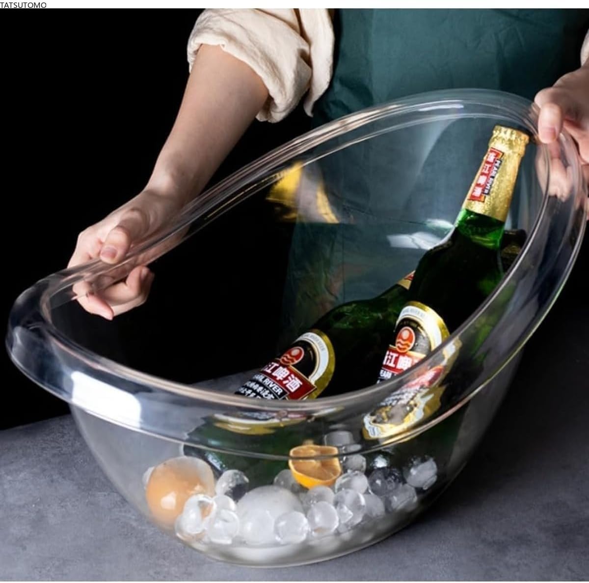 TATSUTOMO ワインクーラー アイスペール シャンパンクーラー アイスバケット アイスペール氷入れ 食器 持ち手付き アクリル