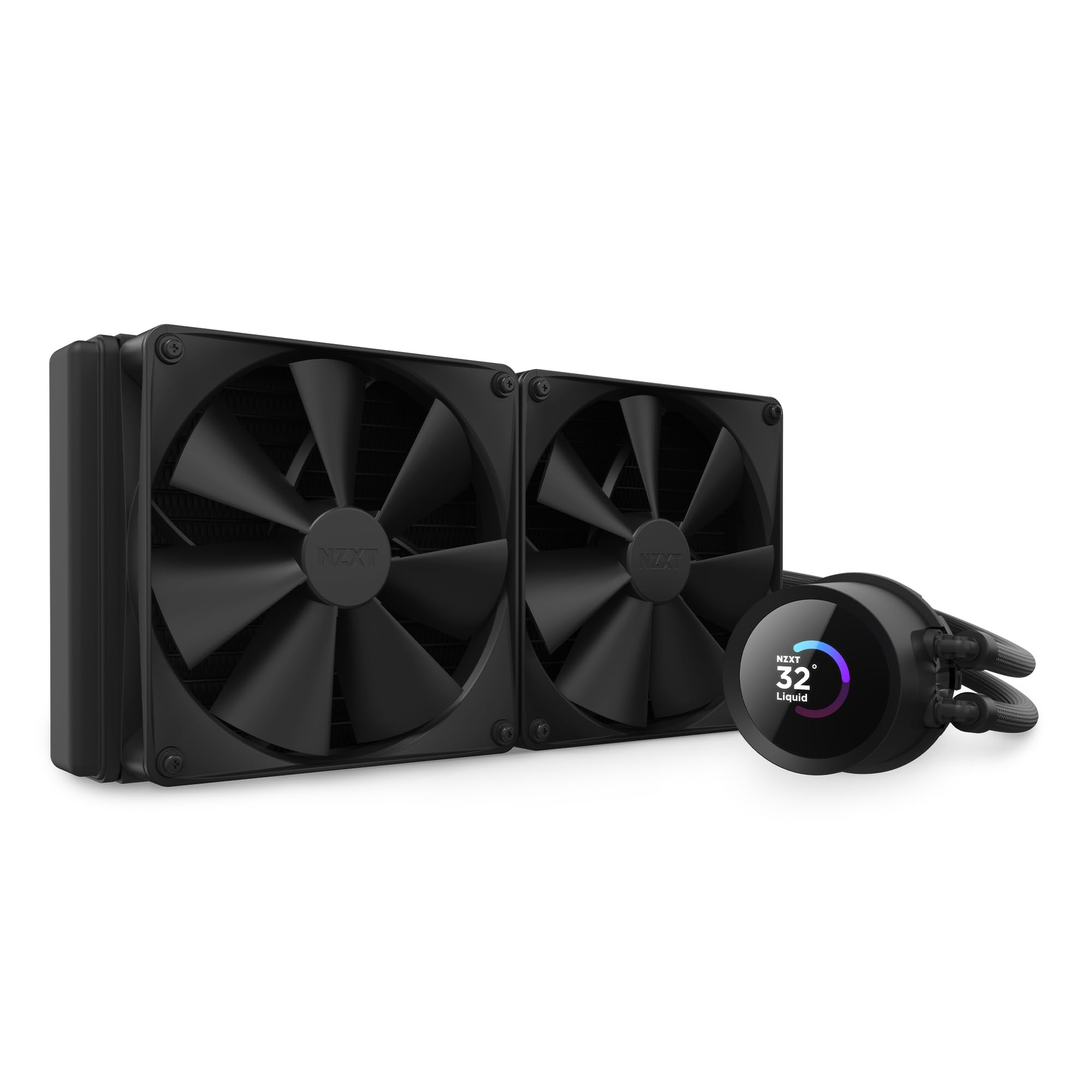 NZXT Kraken 240 - RL-KN240-B1 - Raffreddamento a liquido CPU AIO 240 mm - Display LCD quadrato da 1,54" personalizzabile - 2 ventole F120P - Nero