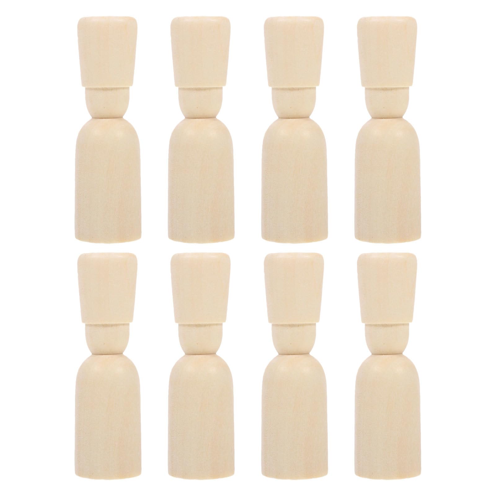 Personnages en bois à peindre Healvian : lot de 8 figurines en bois brut lisse et naturel