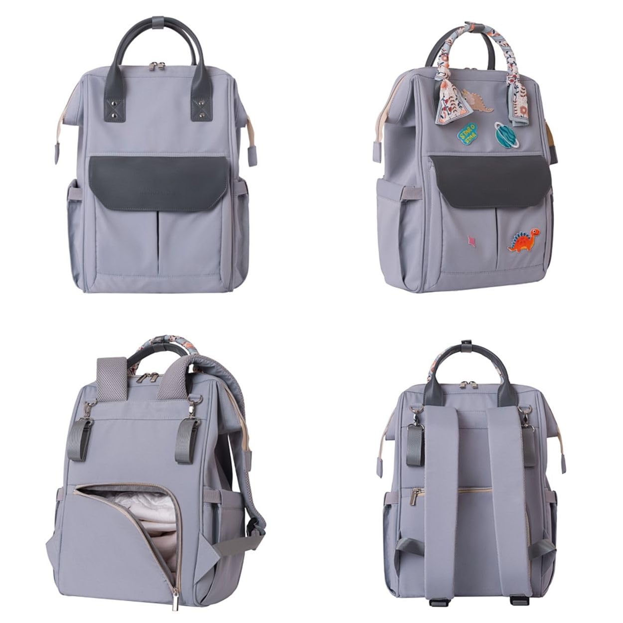 Kikkaboo Wickeltasche Myla Rucksack, Wickeltasche, abnehmbarer Aufkleber Dino