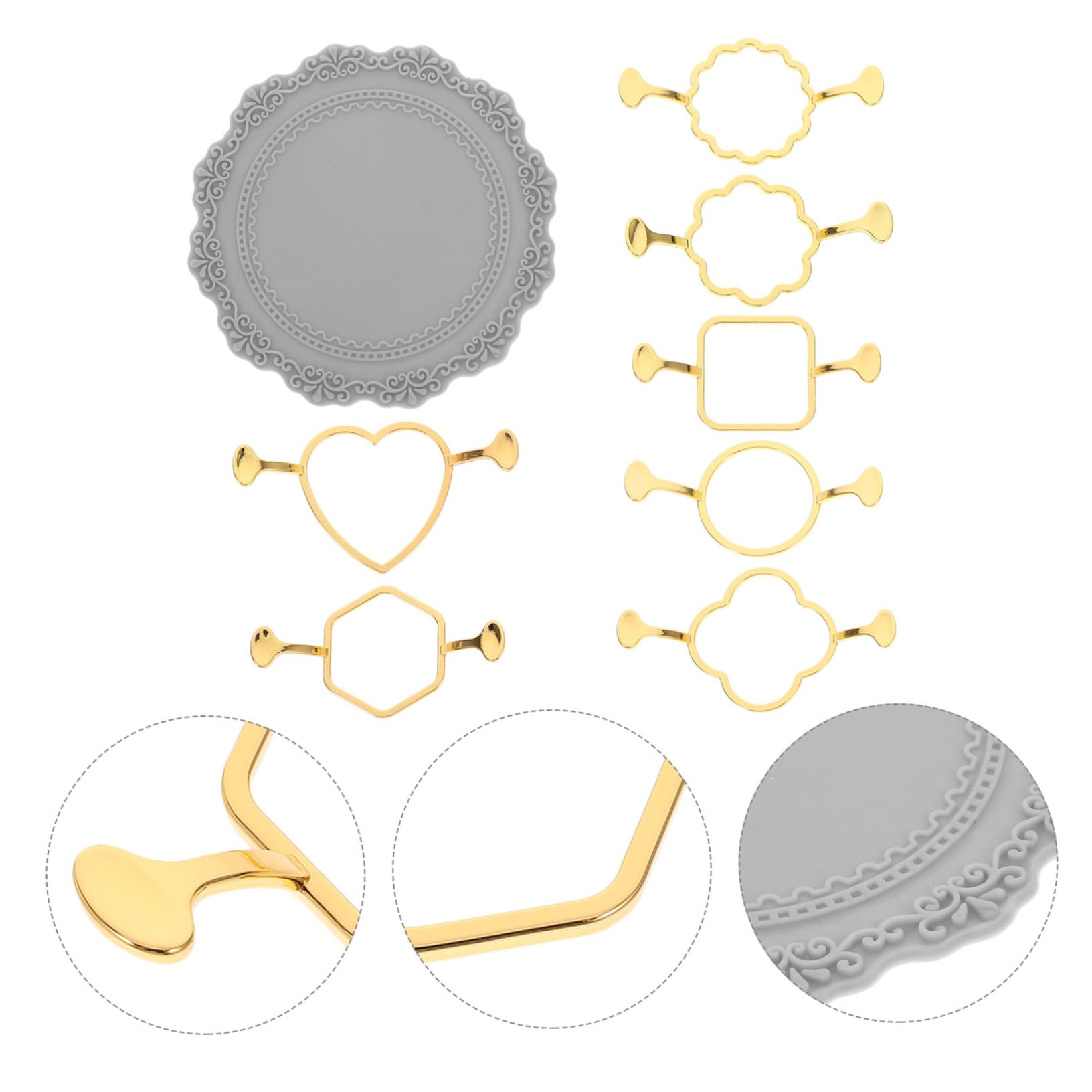 Housoutil 5 Juegos kit de molde de sello de cera conformado Invitación color equipo para alfombra de molde de sello de cera Herramienta de sellado de cera kit de sello de cera cobre Dorado