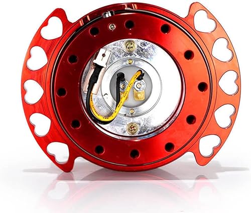 Miniatura 3 de NRG Innovations NRG-SRK-222RD-RD Gen 2.0 Kit de liberación rápida del volante Adaptador Cuerpo rojoAnillo de recortado rojo de corazón 6x70mm y
