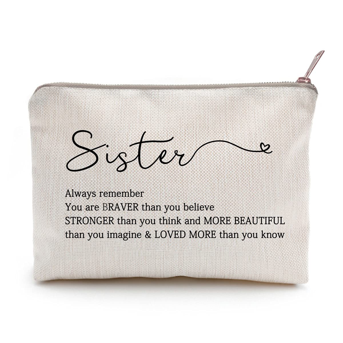 LICOBG Sister Birthday Gift Makeup Case Self-Worth Cosmetic Bag Positive Affirmation Toiletry Bag Gift Motivation Quotes Sister Gift