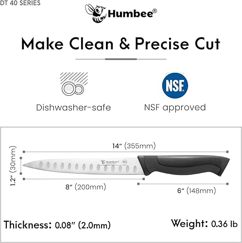 Miniatura 4 de Cuchillo rebanador de 8 pulgadas con borde Granton, negro, serie DT-40