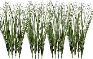 16PCS Artificial Plants Artificial Shrubs Wheat Grass Greenery Artificial Greenery Stems Fake Outdoor Plants for Home Garden Porch Window Box,Fake Tall Grass Artificial Grass Plant for Outdoor Indoor
