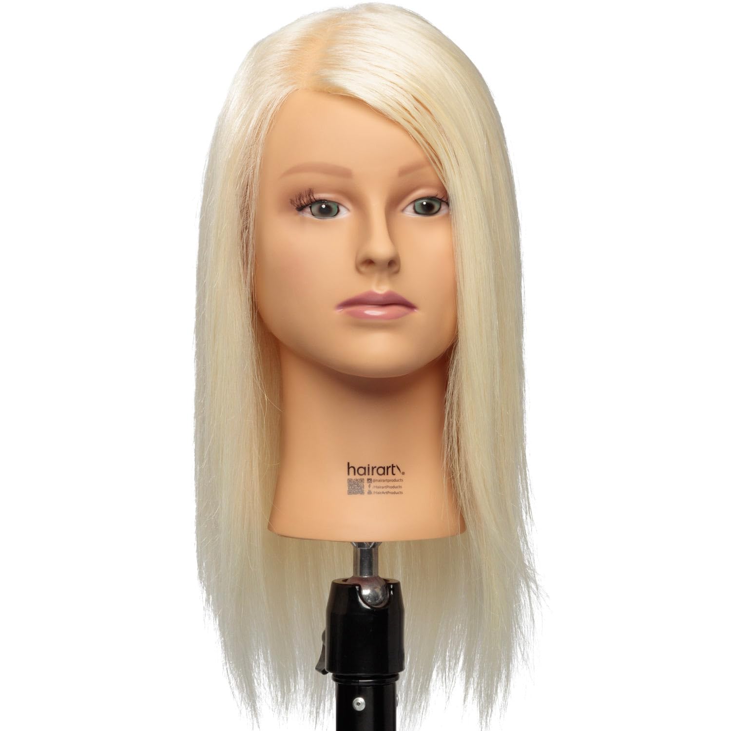 Olivia- [100% European Hair Mannequin], Cosmetlogy Training Head Doll, Platinum Blonde (17 inch)