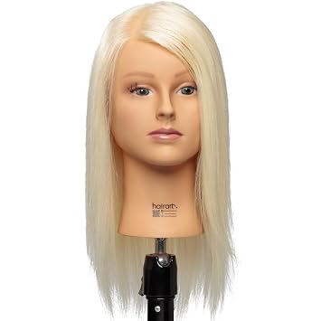 Olivia- [100% European Hair Mannequin], Cosmetlogy Training Head Doll, Platinum Blonde 17 inch