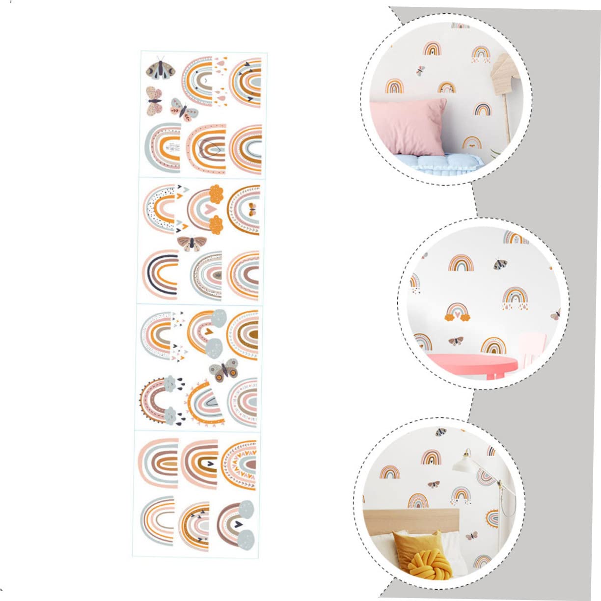 4blätter Wandtattoo Schmetterlinge Selbstklebender Regenbogen Wandaufkleber Für Kinderzimmer Babyzimmer Mädchenzimmer Langlebig Und Dekorative Wanddekoration