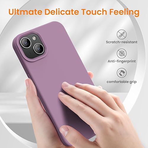 Miniatura 9 de OuXul Funda para iPhone 14, iPhone 13, funda protectora de silicona líquida a prueba de golpes, con forro de microfibra suave antiarañazos, ultra