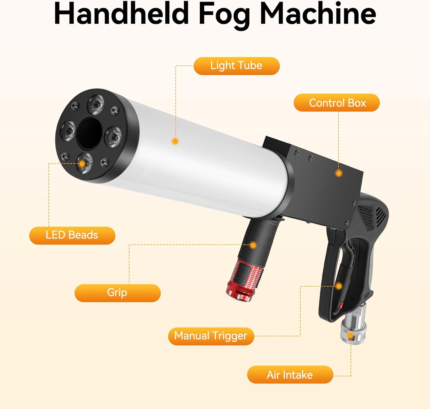 TFCFL CO2 Fog Machine Handheld CO2 Jet Machine CO2 Fog Gun LED RGB Mixed CO2 Spray Cannon DJ Effects Smoke Machine for Concert Party Bar Club