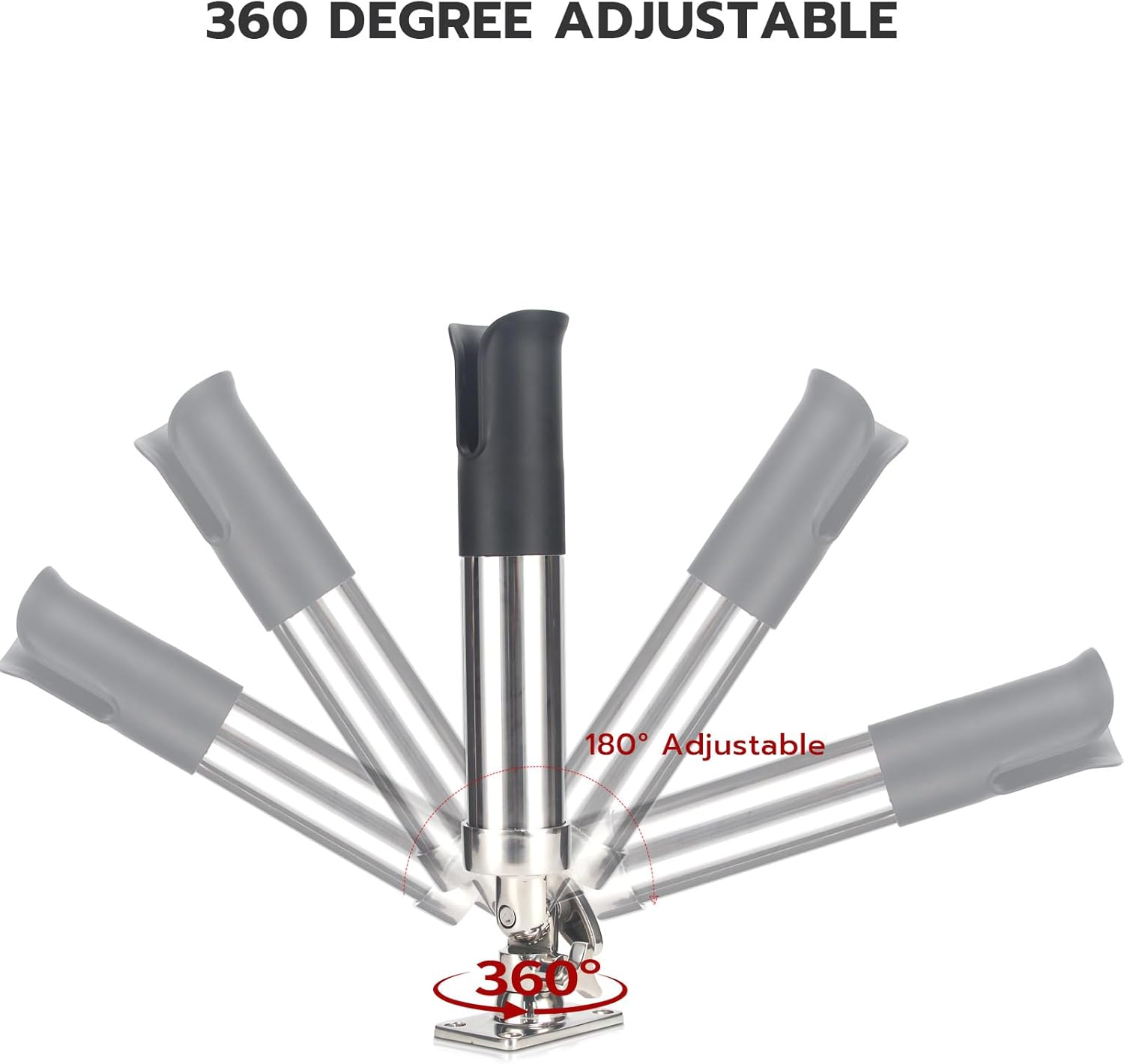 2-Pack Stainless Steel Fishing Rod Holder | 360° Rotating Deck Mount | 1.8" Rod Compatibility | Trolling Rod Holder for Boats, Yachts & Kayaks