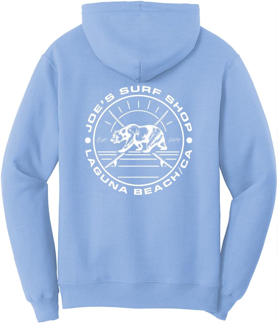 JOES SURF SHOP Men's Vintage Surfing Bear Logo Pullover Hoodie